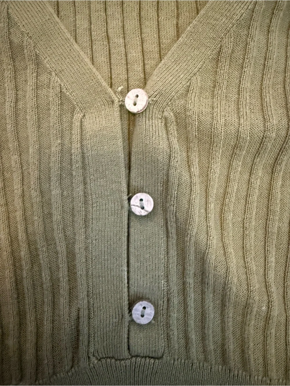 Olive Ribbed V-Neck Button Tank Top - free people